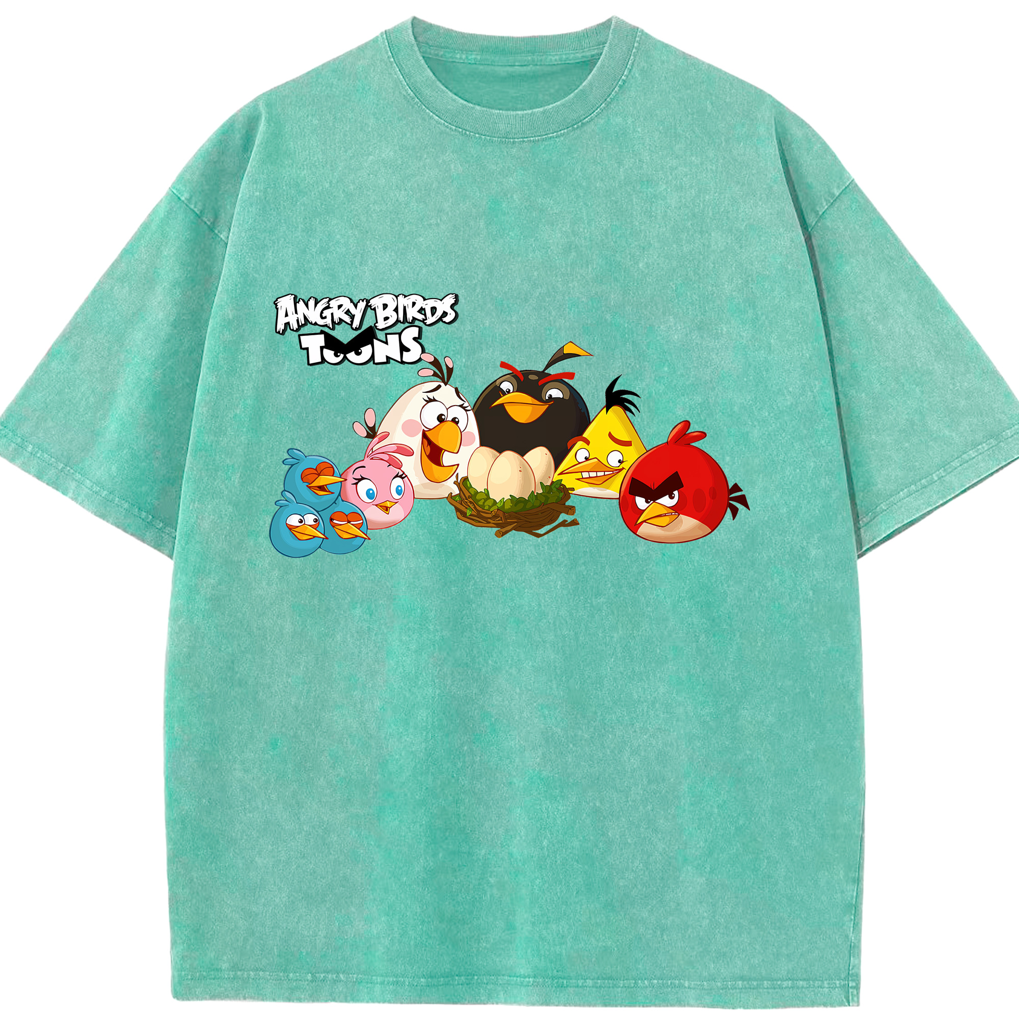 （画像用） Angry Birds アングリーバード 綿100% ヴィンテージ風 半袖Tシャツ（フロントプリント）